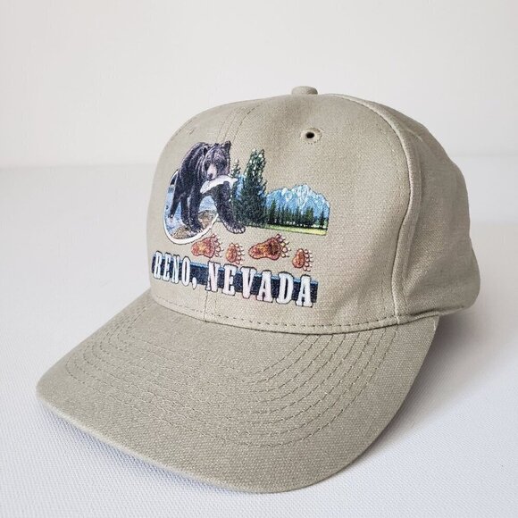 Vintage Otto Reno Nevada Bear Salmon Fish Adjustable Strap Back Trucker Dad Cap - Picture 11 of 11